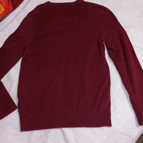 Abercrombie & Fitch Mens Muscle V-Neck Sweater Sz M /Burgundy/Cashmere Blend - Picture 5 of 11